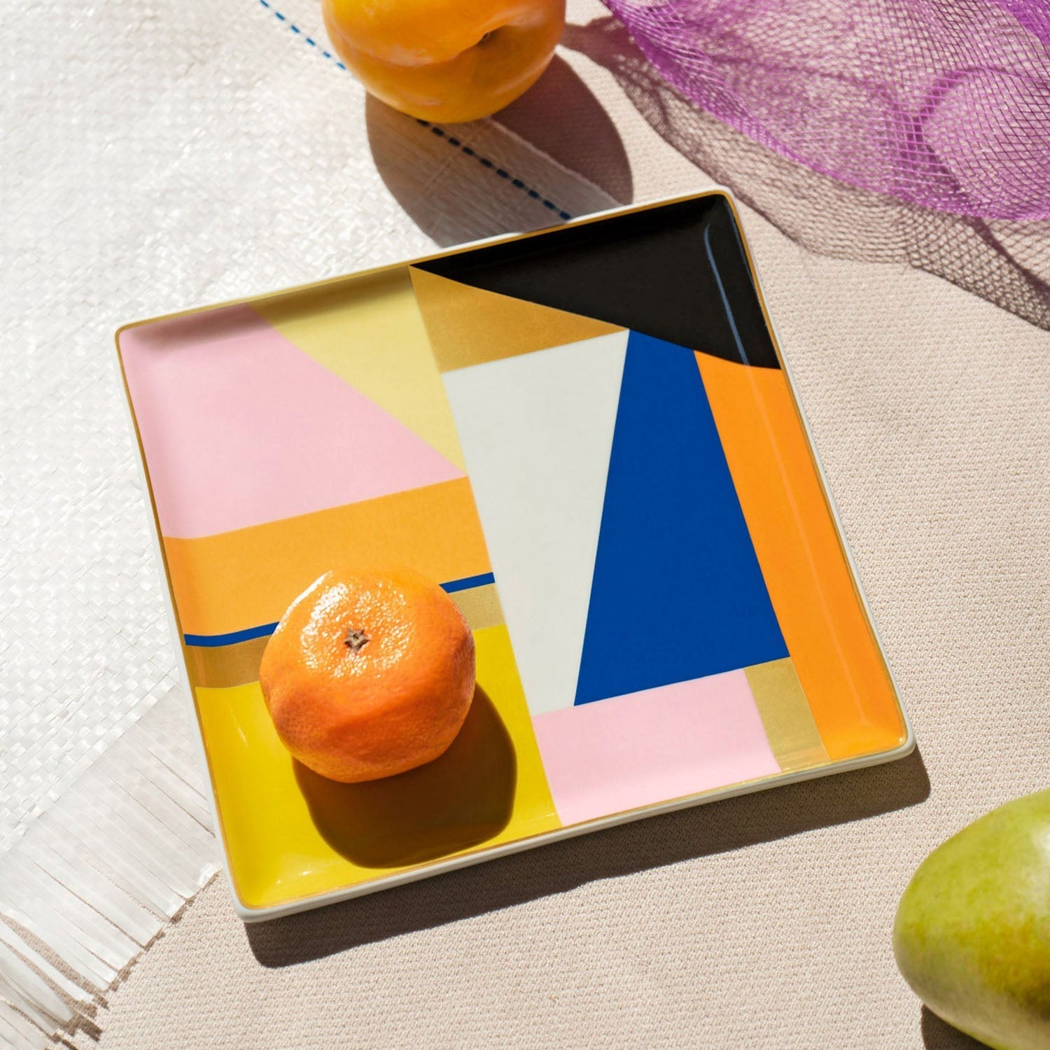 OCTAEVO Siena Ceramic Tray / Catchall, Gold accent, 6