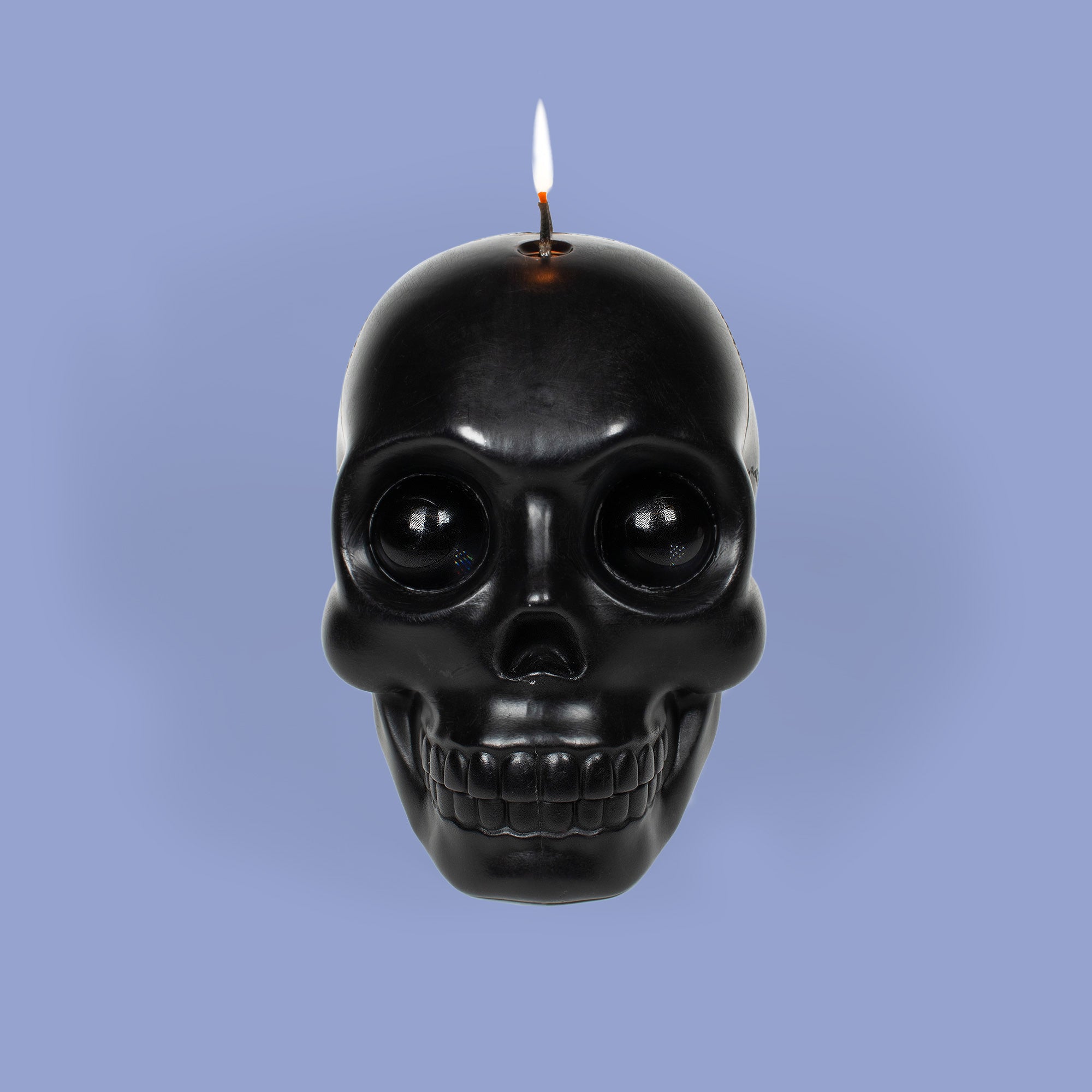 Skull Candle with Crystal Eyeballs - Black