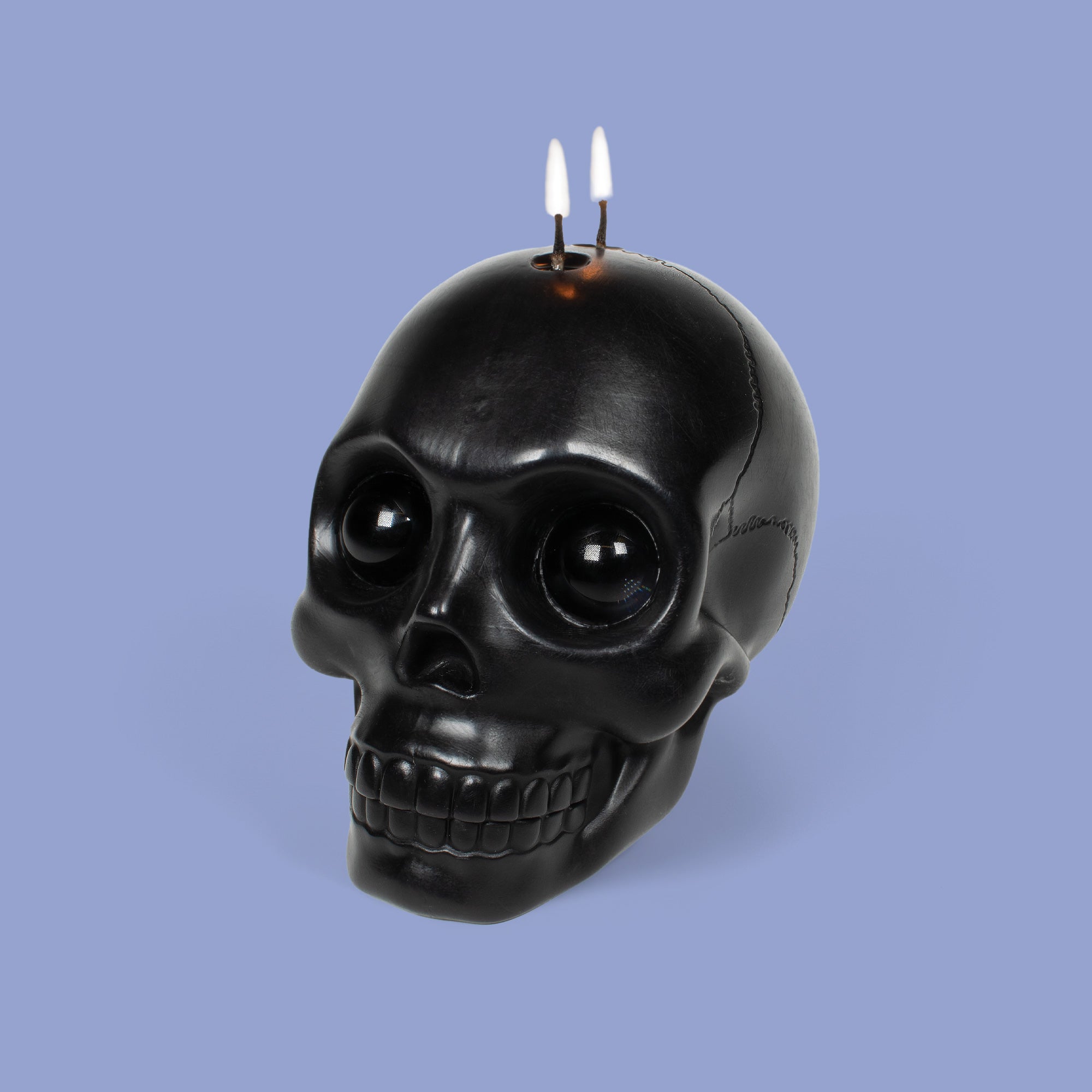 Skull Candle with Crystal Eyeballs - Black