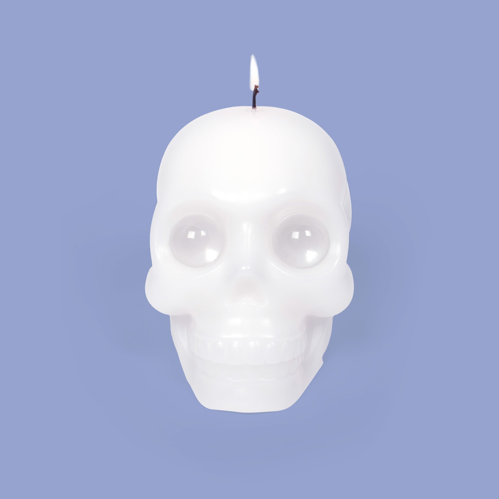 Skull Candle with Crystal Eyeballs - White