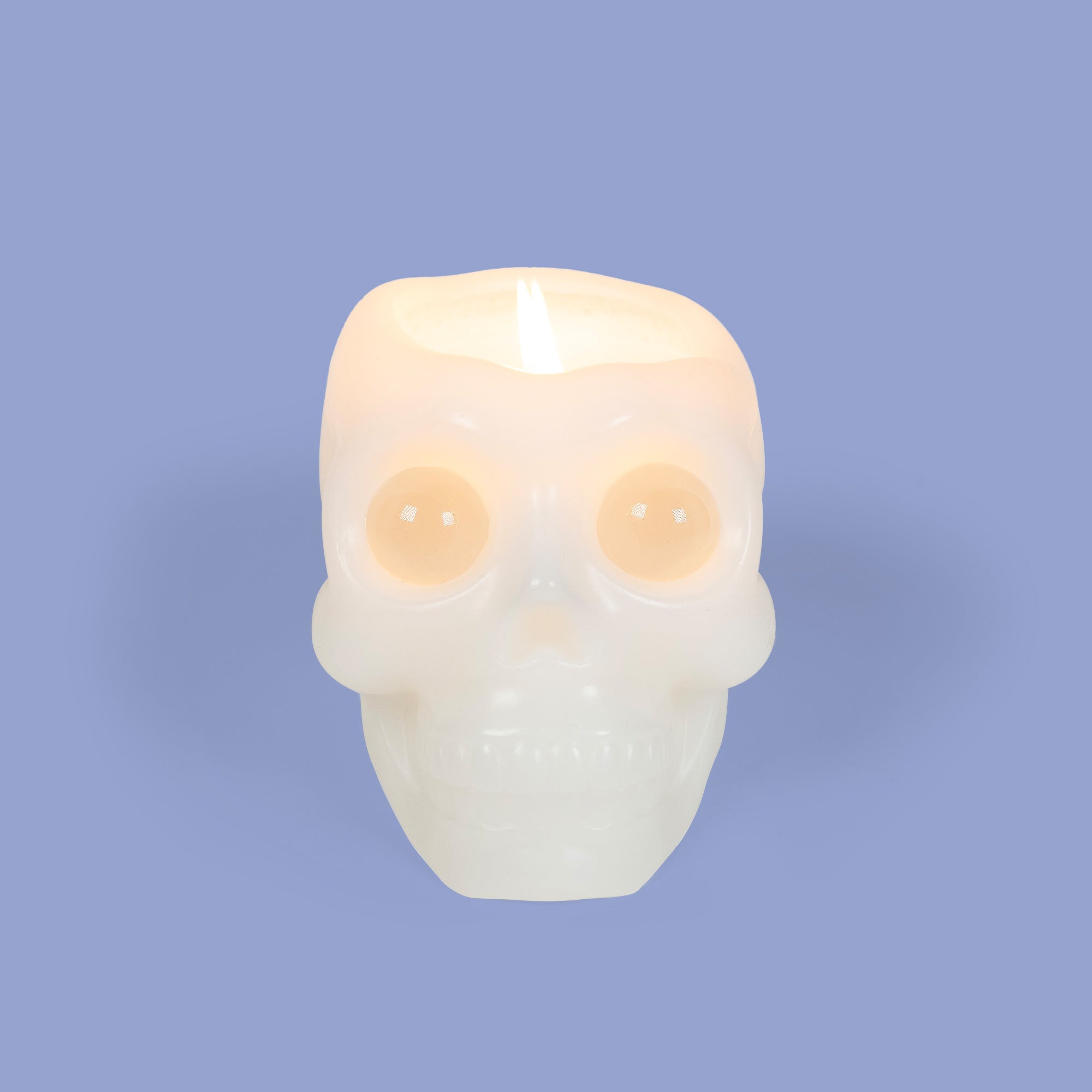 Skull Candle with Crystal Eyeballs - White