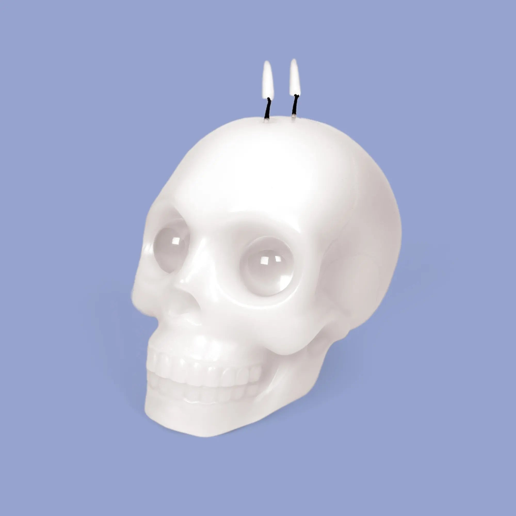 Skull Candle with Crystal Eyeballs - White